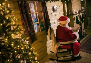 Santa sat on a chair at Christmas at Chill Factore