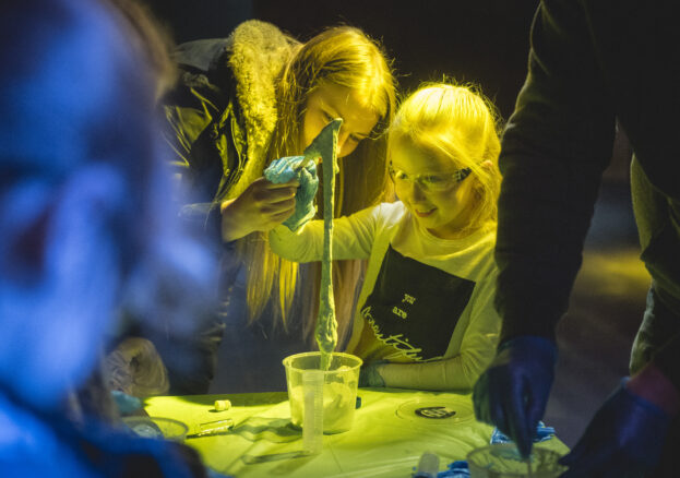 children making slime in holiday fun