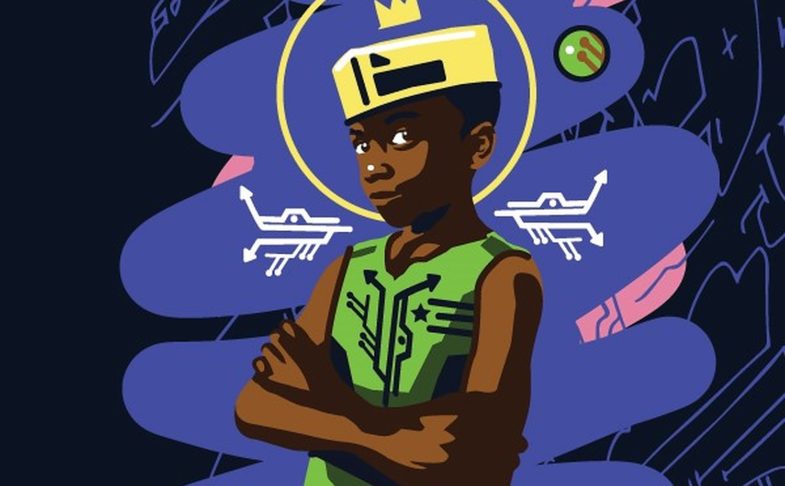 illustration of the Little Prince with a purple background