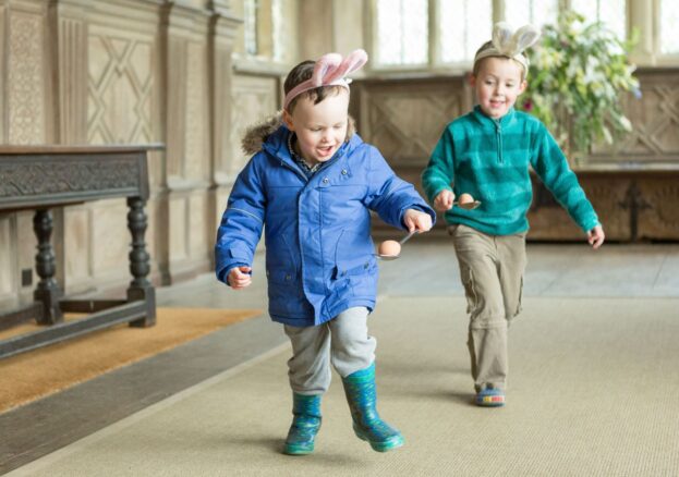 Two children running - part of Easter at Haddon Hall