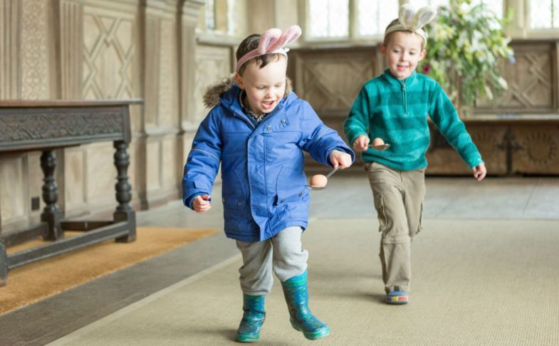 Two children running - part of Easter at Haddon Hall