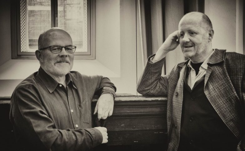 Carcanet exhibition: Carcanet poets Michael Schmidt and Michael Symmons Roberts.