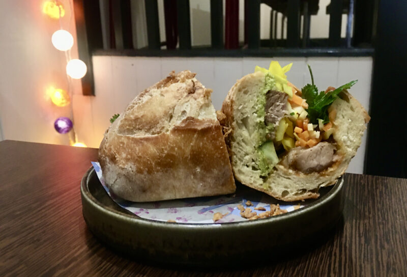 Image of Bánh mì on the restaurant table