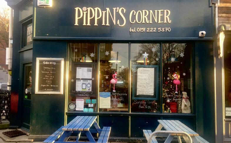 Exterior photo of Pippin's Corner cafe in Liverpool