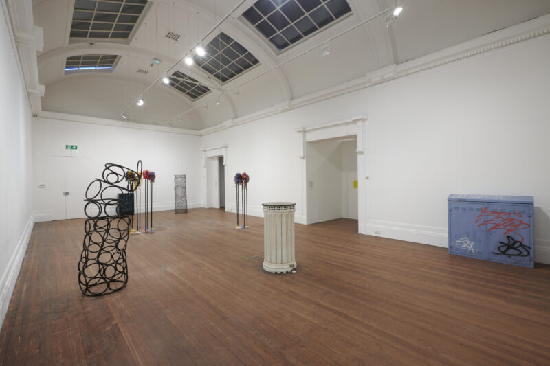 Remote Work Installation view at Grundy Art Gallery 27 March – 19 June 2021 Works by Nicola Dale, Kieran Leach, David Penny, Shy Bairns and Ciarán Wood.