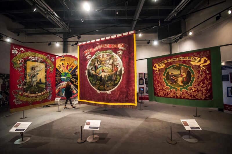 Three banners at the People's History Museum