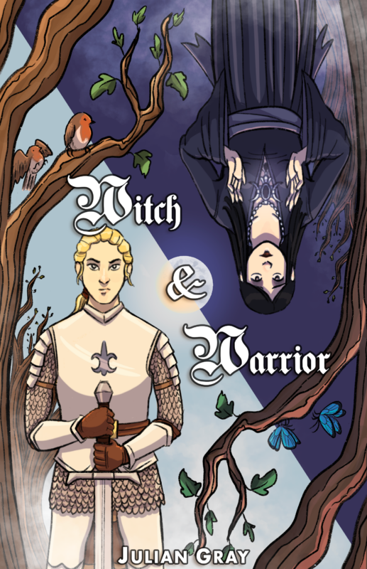 Cover page from Julian Gray's comic 'Witch & Warrior, a Sapphic medieval fantasy'