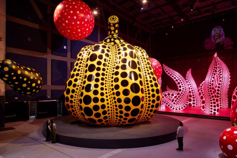 Life of the Pumpkin Recites, All About the Biggest Love for the People, 2019 Installation view from MIF23 exhibition ‘Yayoi Kusama You, Me and the Balloons’ at Aviva Studios. Images © David Levene. Photograph taken on 28th June 2023
