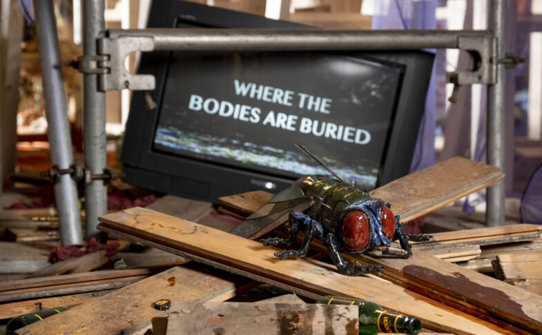 Lindsey Mendick, Where The Bodies Are Buried, installation view at YSP, 2023. Courtesy the artist. Photo © Jonty Wilde, courtesy YSP