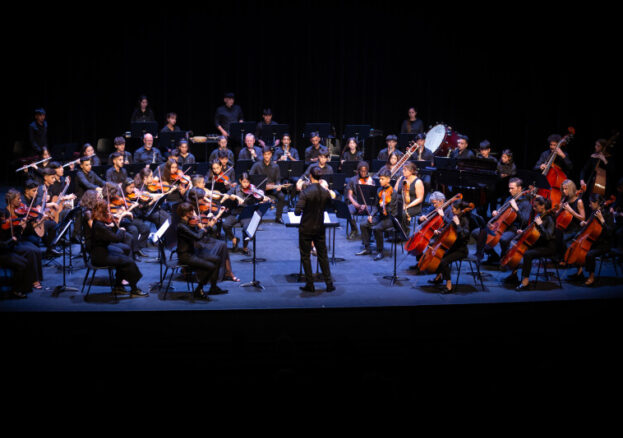 Musicians of the Afghan Youth Orchestra performing on stage