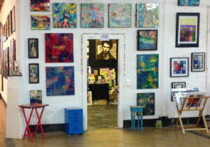 Photograph of one of the studios in Vernon Mill Artists Studios
