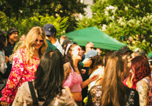 Festival-goers at Green Island