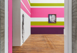 An installation view of Paul Maheke's exhibition at Mostyn. 