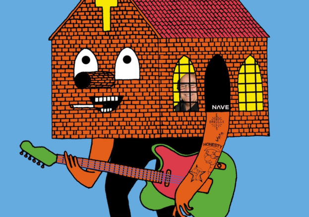 a church playing a guitar