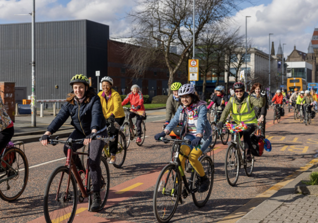 People riding bikes