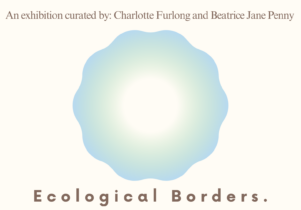 Minimalist poster showing the details of Ecological Borders 2025. Free entry from 5-10pm on the 29th of April 2025 at the SEESAW space, Manchester.