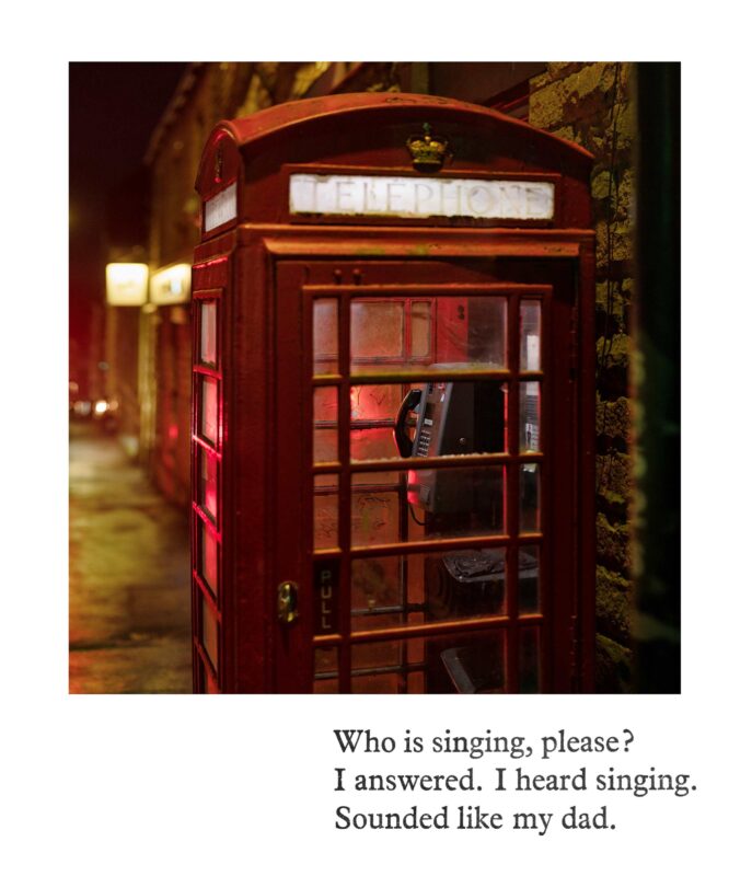 A phone box at dawn