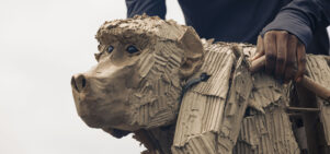 A puppet of a bear in production as a part of The Herds