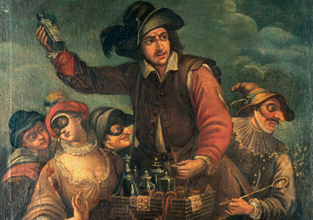 Questionable Quackery at Thackray Museum An oil painting of a quack seller