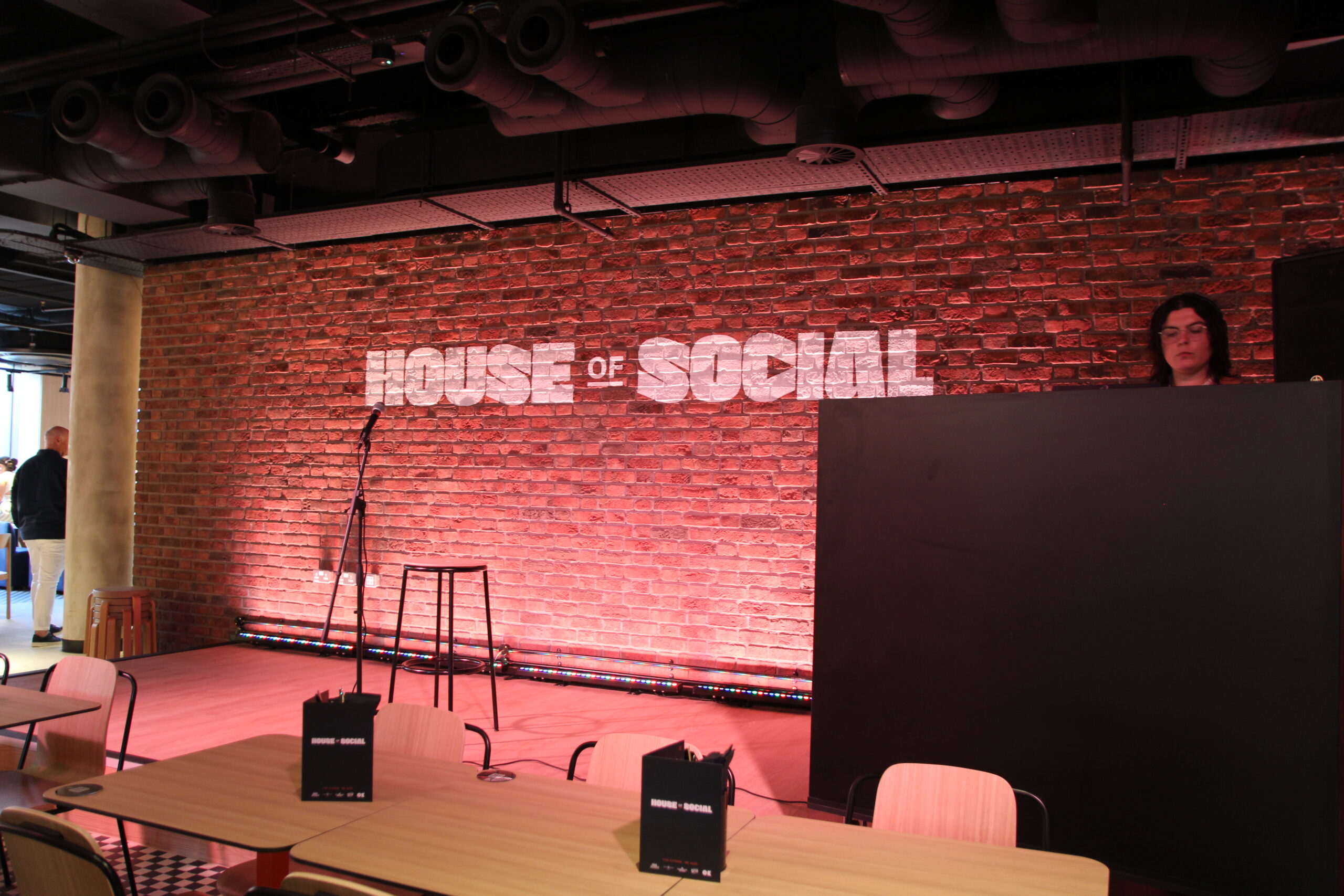 House of Social stage and interior signage