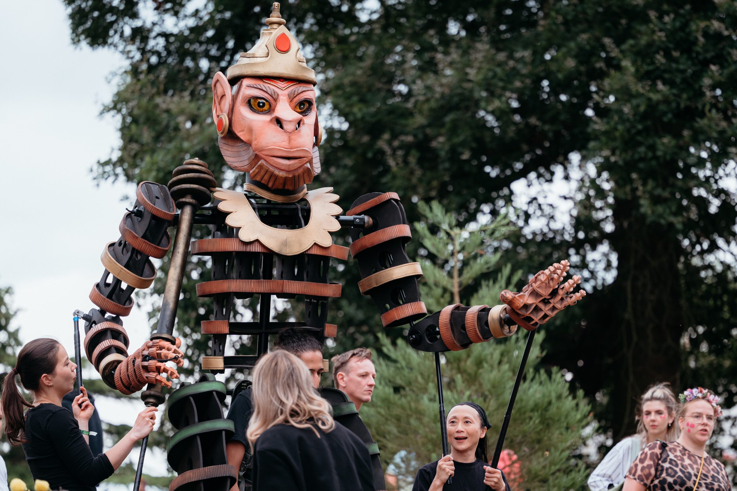 A large mechanical puppet controlled by multiple people. Encounter Festival in Preston