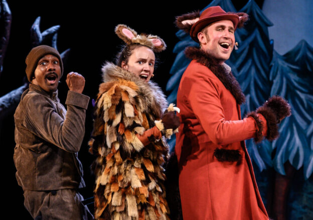3 actors, dressed as a mouse, a gruffalo and a fox
