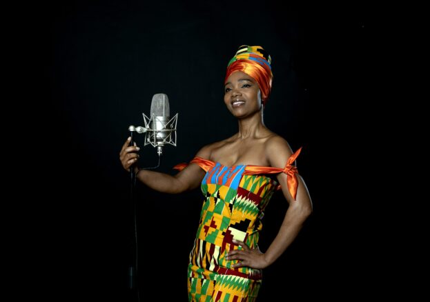 Mama Afrika: Celebrating the Life of Miriam Makeba at Waterside: Actress Anna Mudeka dressed as Miriam Makeba in traditional African costume