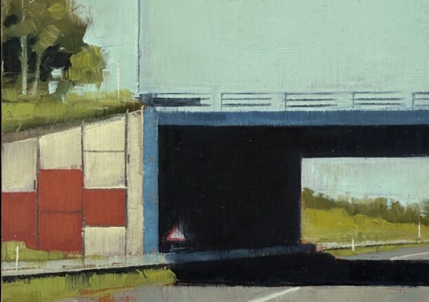 Jen Orpin - The Architecture Of Connection, Oil on birch plywood, 10x15cm, 2025