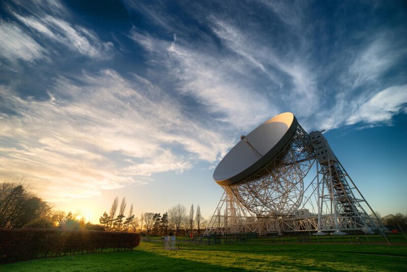 Lovell telescope in cloudy sky